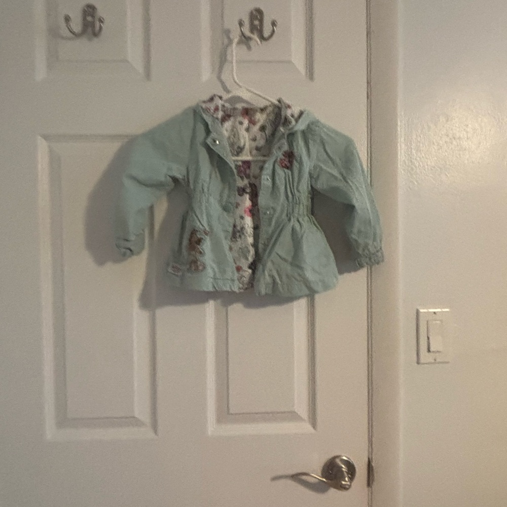 Disney Light Blue Kids Raincoat with Floral Interior